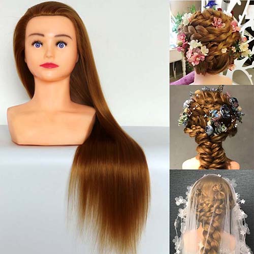 70Cm 100% high temperature fiber Colorful Synthetic Hair Training Head with Shoulder Hairstyles Dummy Doll Mannequin Head